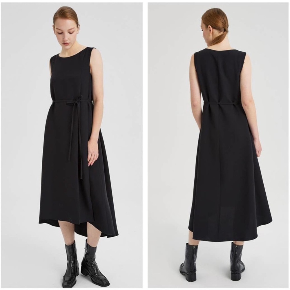 Lattelier Black Tent Dres High Low Minimalist Lagenlook Swing L Large